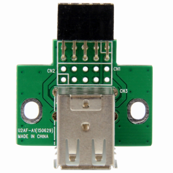 マザーボードピンヘッダー接続USB2ポート増設変換アダプタ2xUSBA/メス-IDC(10ピン)/メス