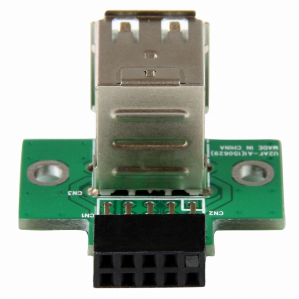 マザーボードピンヘッダー接続USB2ポート増設変換アダプタ2xUSBA/メス-IDC(10ピン)/メス