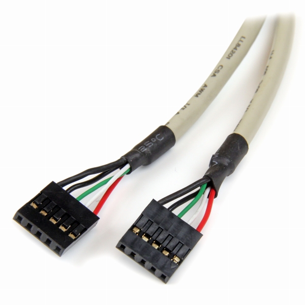 マザーボードピンヘッダー接続USB2ポート増設変換アダプタケーブルPCケース用2xUSBA/メス-2xIDC(5ピン)/メス