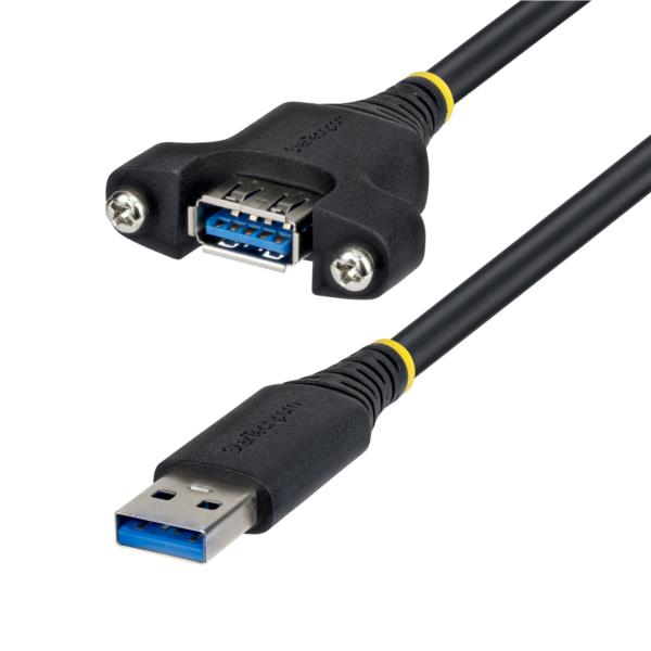 USB 3.0ケーブル/2m/5Gbps/Type-Aオス-Type-Aメス/パネルマウント対応/延長ケーブル