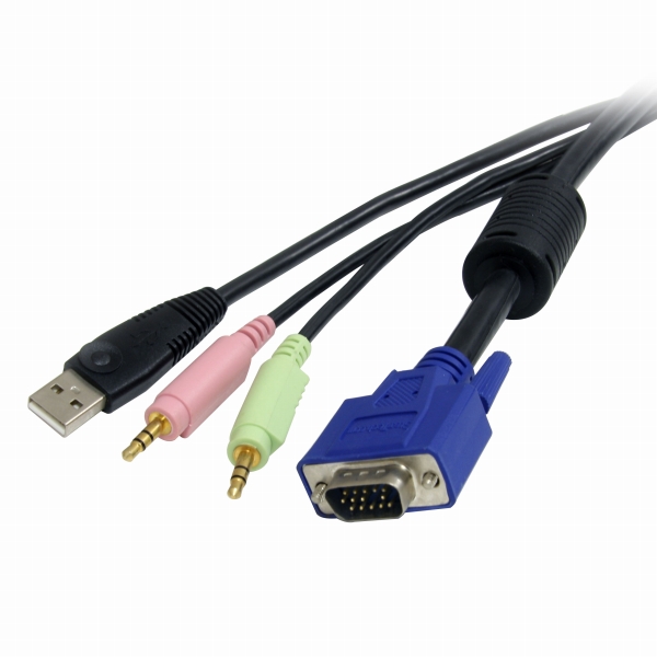 1.8mUSB/VGA/オーディオ/マイク一体型KVMケーブルPCパソコン切替器用USB/VGA/オーディオ/マイク接続ケーブル