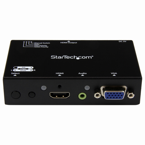 2入力(HDMI/VGA)1出力(HDMI)対応ビデオディスプレイ切替器スイッチャー自動&優先切替機能搭載1080p7.1chサラウンド/2chステレオ音声出力対応