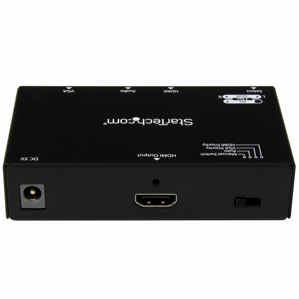 2入力(HDMI/VGA)1出力(HDMI)対応ビデオディスプレイ切替器スイッチャー自動&優先切替機能搭載1080p7.1chサラウンド/2chステレオ音声出力対応