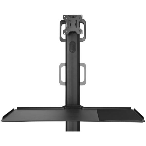 移動式PCモニタースタンド/VESAマウントアダプタ、CPUホルダー、キーボードトレイ搭載/ワークステーションモバイルカート/高さ調節機能付き