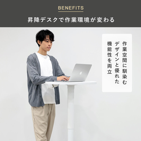 快適ワークの昇降デスク 手動式 LD102 ホワイト/ホワイト