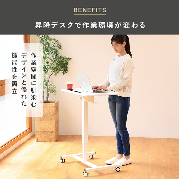 快適ワークの昇降デスク 手動式 LD702 ホワイト/ホワイト