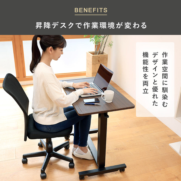 快適ワークの昇降デスク 手動式 LD901 ホワイト/ホワイト