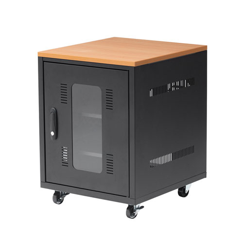 扉付き機器収納ボックス（W450・H600・木目天板）