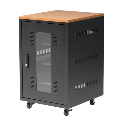 扉付き機器収納ボックス（W450・H720・木目天板）