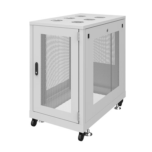 19インチサーバーラック メッシュパネル仕様（18U・ライトグレー）