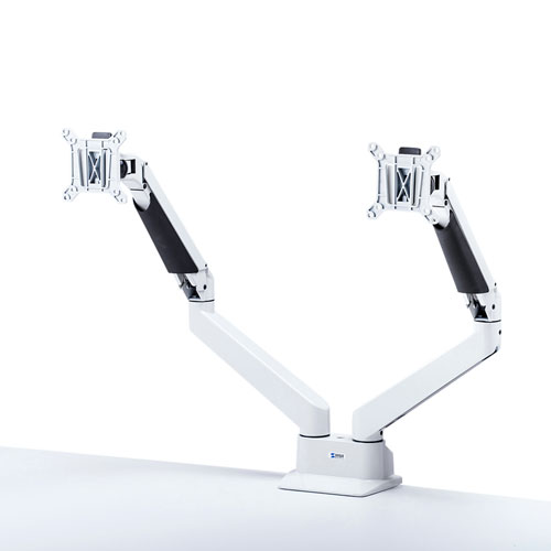 水平垂直多関節液晶モニターアーム（2面・ホワイト）