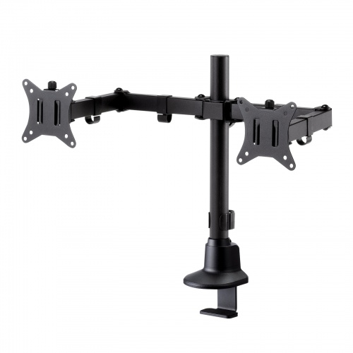 モニターアーム（デュアル・ロングアーム・薄型ショートクランプ・ブラック）