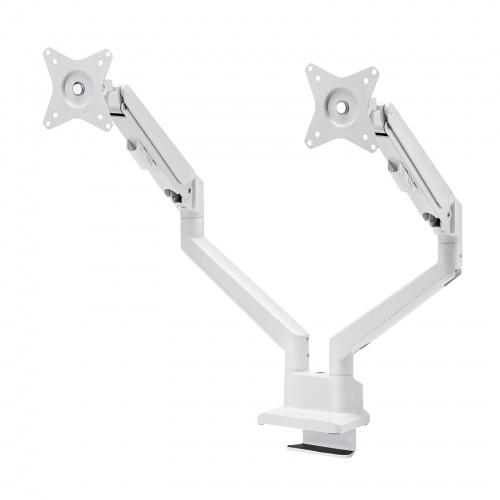 モニターアーム（デュアル・ガススプリング式・薄型ショートクランプ・ホワイト）