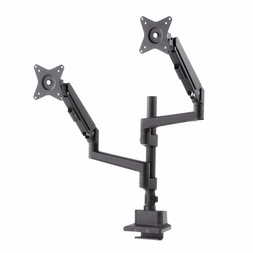 モニターアーム（デュアル・ガススプリング式・支柱タイプ・ブラック）