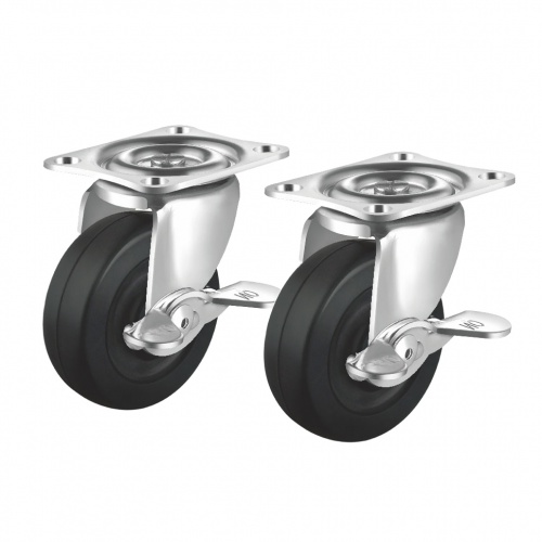 汎用キャスター 75mm径 2個セット（フリーストッパー付き）ゴム製