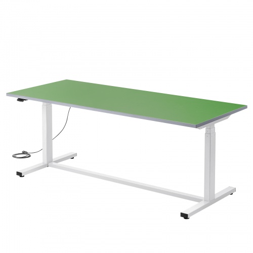 電動昇降作業台（天板：塩ビシート・グリーン・W1800×D750×H634～1284mm）