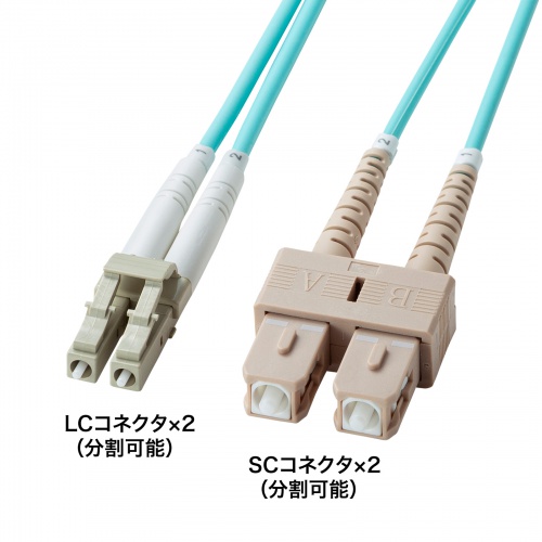 補強メガネ型光ファイバケーブル（マルチOM3、LC×2-SC×2、5m）