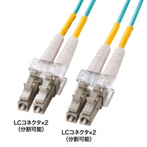 メガネ型光ファイバケーブル（マルチ50μm OM3、LC×2-LC×2、5m）