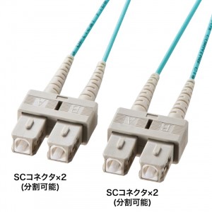 メガネ型光ファイバケーブル（マルチ50μm OM3、SC×2-SC×2、10m）