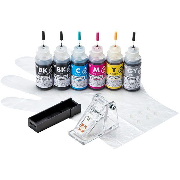 詰め替えインク BCI-380PGBK・381BK・C・M・Y・GY用
