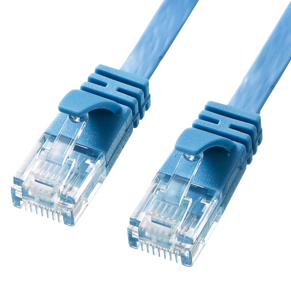 カテゴリ6AフラットLANケーブル（ブルー・10m）