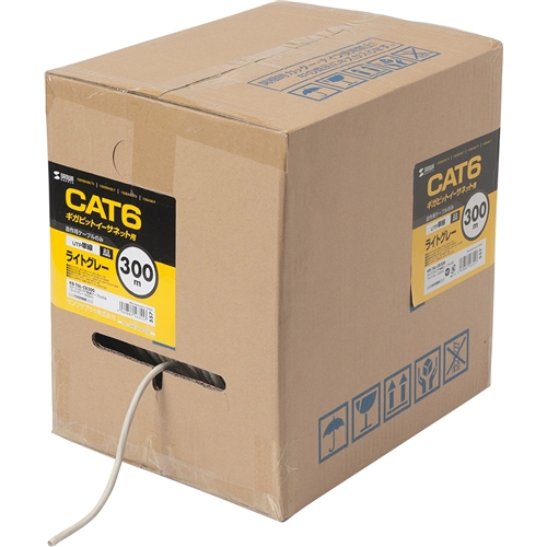 カテゴリ6UTP単線ケーブルのみ（300m・ライトグレー）