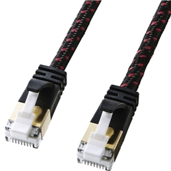 つめ折れ防止カテゴリ7細径メッシュLANケーブル（ブラック＆レッド・0.5m）