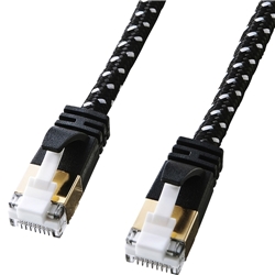 つめ折れ防止カテゴリ7細径メッシュLANケーブル（ブラック＆ホワイト・2m）