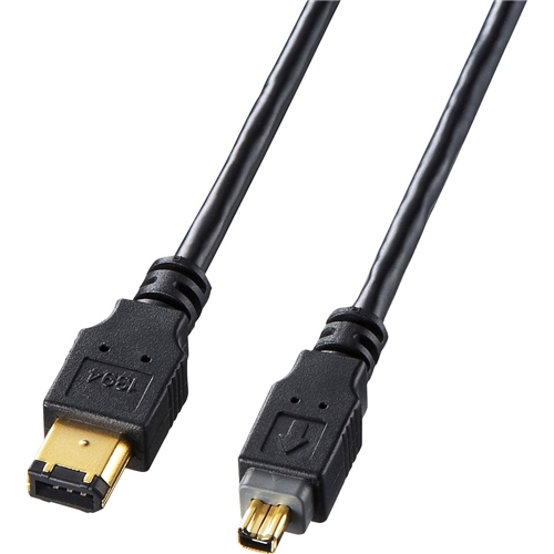 IEEE1394ケーブル（6pin-4pin・2m・ブラック）
