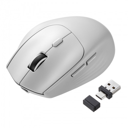 Bluetoothワイヤレスマウス（USB-A/USB-C両対応・静音・5ボタン・グレー）