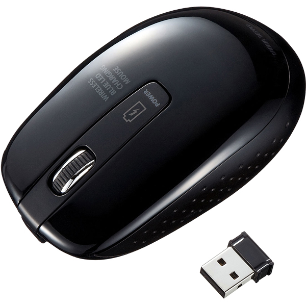 充電式ワイヤレスブルーLEDマウス（ブラック）