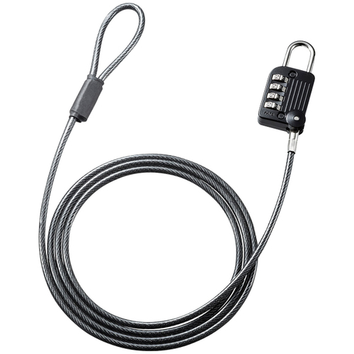 ワイヤー一体型ダイヤル錠（ブラック）