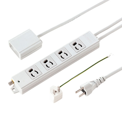 手元スイッチ付き抜け止めタップ（3P・4個口・5m）