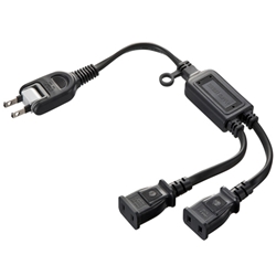 ACアダプタ専用電源延長コード（2分岐・2P・2個口・ブラック）