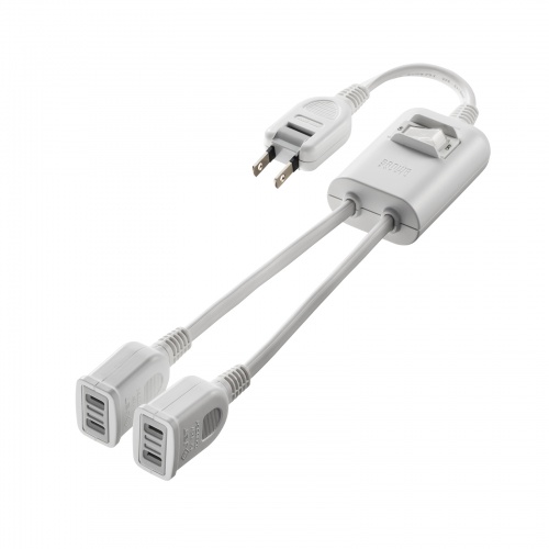 一括集中スイッチ付き電源延長コード（2P・2分岐・2個口・ホワイト）