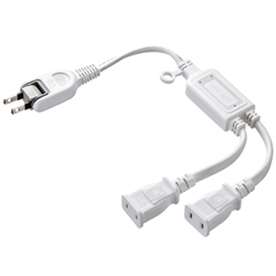 ACアダプタ専用電源延長コード（2分岐・2P・2個口・ホワイト）