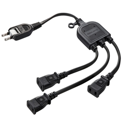 ACアダプタ専用電源延長コード（3分岐・2P・3個口・ブラック）