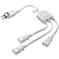 ACアダプタ専用電源延長コード（3分岐・2P・3個口・ホワイト）