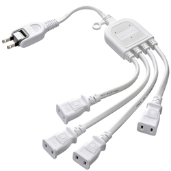 ACアダプタ専用電源延長コード（4分岐・2P・4個口・ホワイト）
