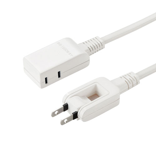 マイクロ電源タップ（収納式スイングプラグ・2個口・0.5m・ホワイト）