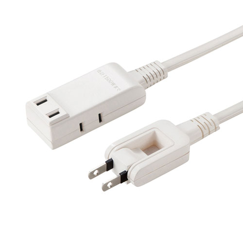 マイクロ電源タップ（収納式スイングプラグ・3個口・0.2m・ホワイト）