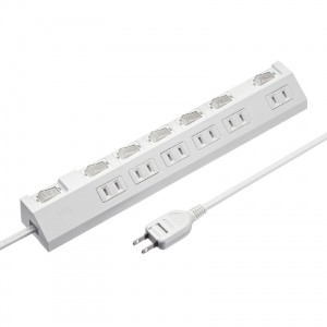 節電タップ（2P・6個口・1m・ホワイト）