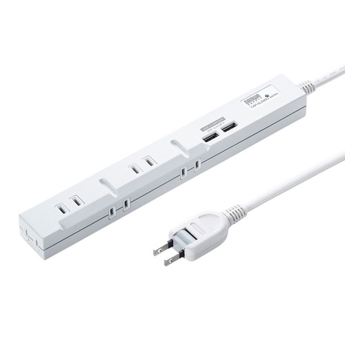 スリムタップ USB充電機能付き（2P・5個口・2m）