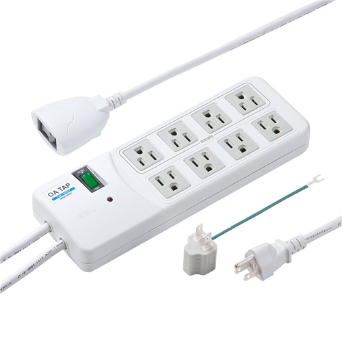 雷ガードタップ（3P・8個口・2.5m・ホワイト）