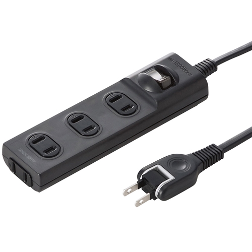 火災予防安全タップ（2P・4個口・3m・ブラック）