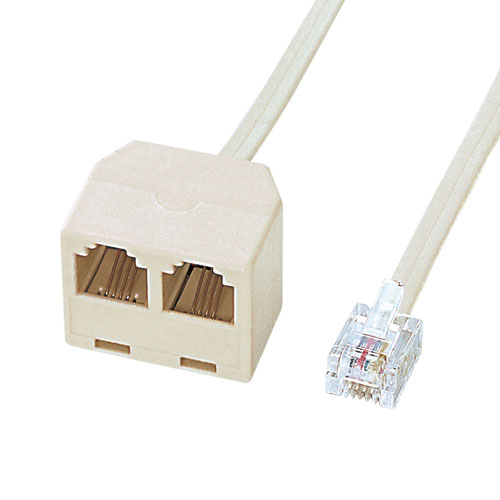 電話延長分配ケーブル（ベージュ・2m）