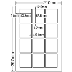シートカットラベル A4版 12面付(1ケース500シート)