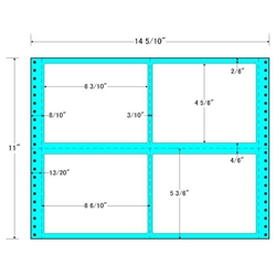 タックフォームラベル 14 5/10インチ×11インチ 4面付(1ケース500折)