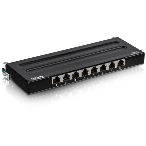 8ポート Cat6A シールド壁掛けパッチパネル