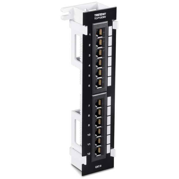 12ポート Cat6 非シールド壁掛けパッチパネル（89Dブラケット付属）